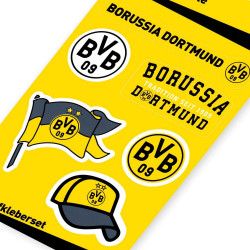 Borussia Dortmund Aufkleberkarte - Retro - 6er Set Aufkleber Sticker BVB 09