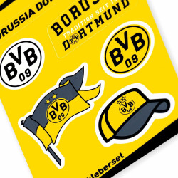 Borussia Dortmund Aufkleberkarte - Retro - 6er Set Aufkleber Sticker BVB 09