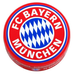 FC Bayern München Bonbons in dekorativer Metalldose, Kirsch- und Eisbonbongeschmack 200g Hartkaramelle FCB