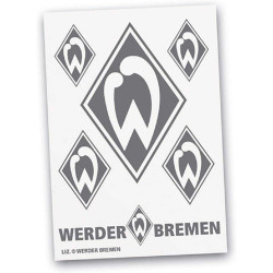 SV Werder Bremen  Aufkleberkarte - Raute - silber Aufkleber Sticker 6-teilig