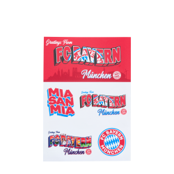 FC Bayern München Aufkleberkarte - Bunte Schriftzüge & Logo - 5er Set Aufkleber Sticker FCB
