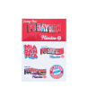 FC Bayern München Aufkleberkarte - Bunte Schriftzüge & Logo - 5er Set Aufkleber Sticker FCB