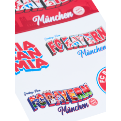 FC Bayern München Aufkleberkarte - Bunte Schriftzüge & Logo - 5er Set Aufkleber Sticker FCB
