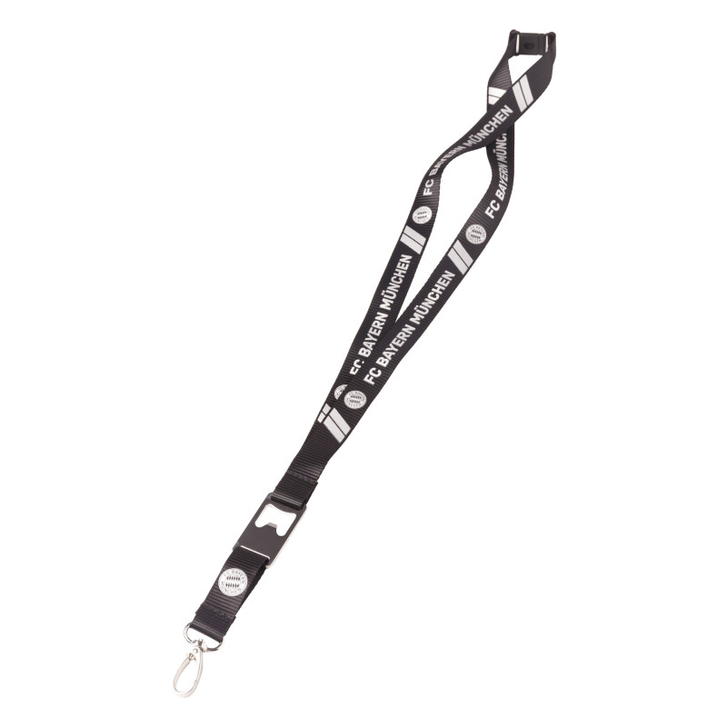 FC Bayern München Schlüsselband schwarz, Lanyard mit Flaschenöffner, Badgeholder FCB