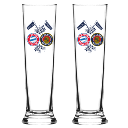 FC Bayern München Pilsstange - Doppellogo -  2er Set | Pilsglas | Bierglas | Glas FCB