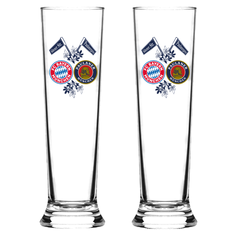 FC Bayern München Pilsstange - Doppellogo -  2er Set | Pilsglas | Bierglas | Glas FCB