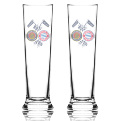 FC Bayern München Pilsstange - Doppellogo -  2er Set | Pilsglas | Bierglas | Glas FCB
