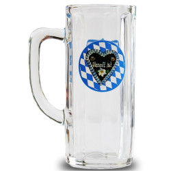 Oktoberfest O'zapft is! Bierkrug, Krug, Bier Seidel Glas Brauns weiß-blau 0,5 l
