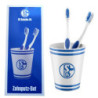 FC Schalke 04 Zahnputz-Set  weiß (2 x Zahnbürste + Zahnputzbecher) S04