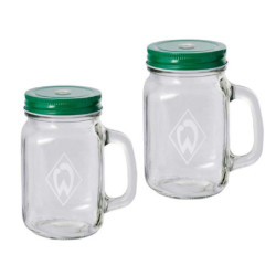 SV Werder Bremen Henkelglas 2er Set Outdoor Trinkglas Glas mit Deckel SVW