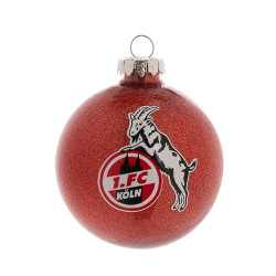 1. FC Köln Christbaumkugel - Rot + Gold Glitzer - 4er Set Weihnachtskugel Ø 7 cm