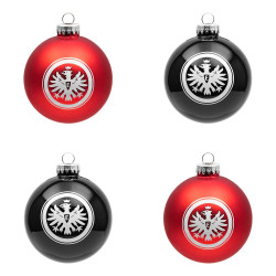 Eintracht Frankfurt Christbaumkugeln - Logo - 4er Set Rot und Schwarz Weihnachtskugeln SGE