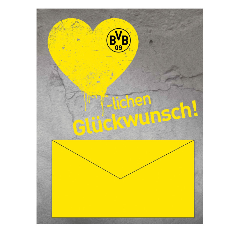 Borussia Dortmund Geldscheinkarte - Herzlichen Glückwunsch! - Glückwunschkarte Geburtstagskarte Karte BVB 09