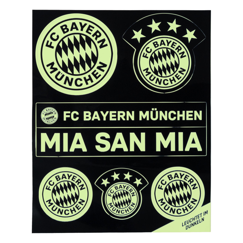 FC Bayern München Aufkleberbogen nachtleuchtend 7er Set, Aufkleber, Sticker FCB