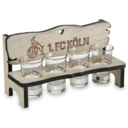1. FC Köln Schnapsbank mit 4 Schnapsgläsern Shot Glas