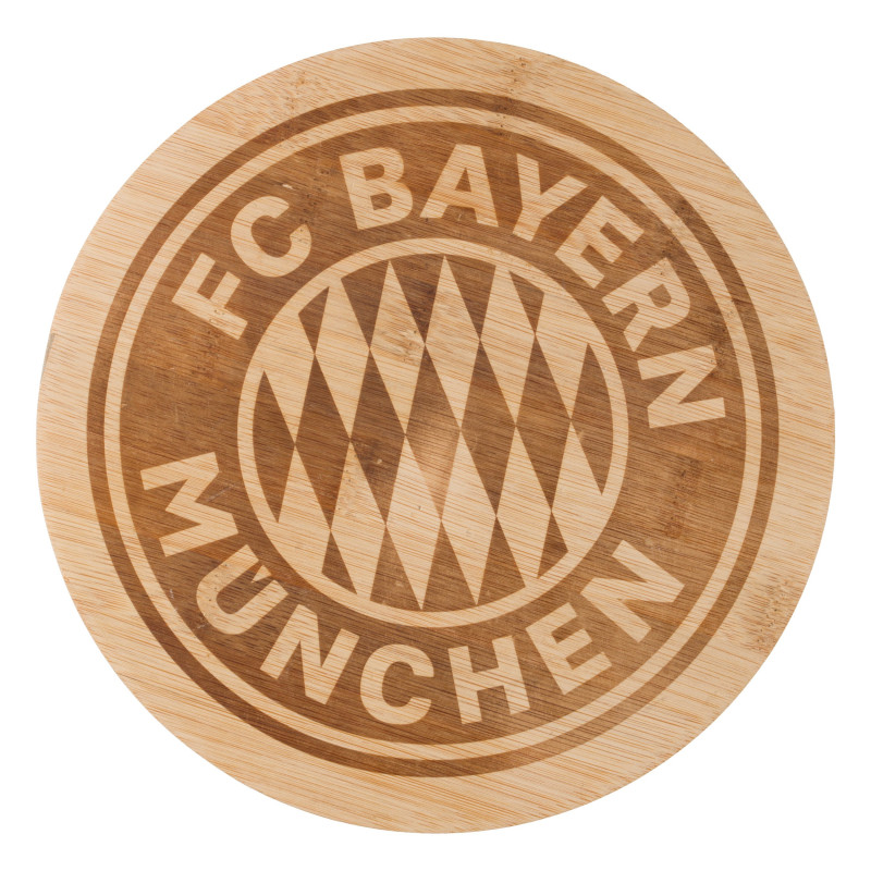 FC Bayern München Brotzeitbrettchen - Logo - rund Bambus Schneidebrett Frühstücksbrett FCB