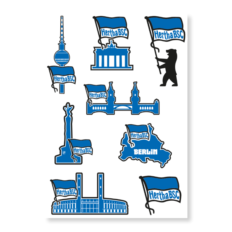 Hertha BSC Berlin Aufkleberkarte - Sehenswürdigkeiten - Sticker Aufkleber HBSCB