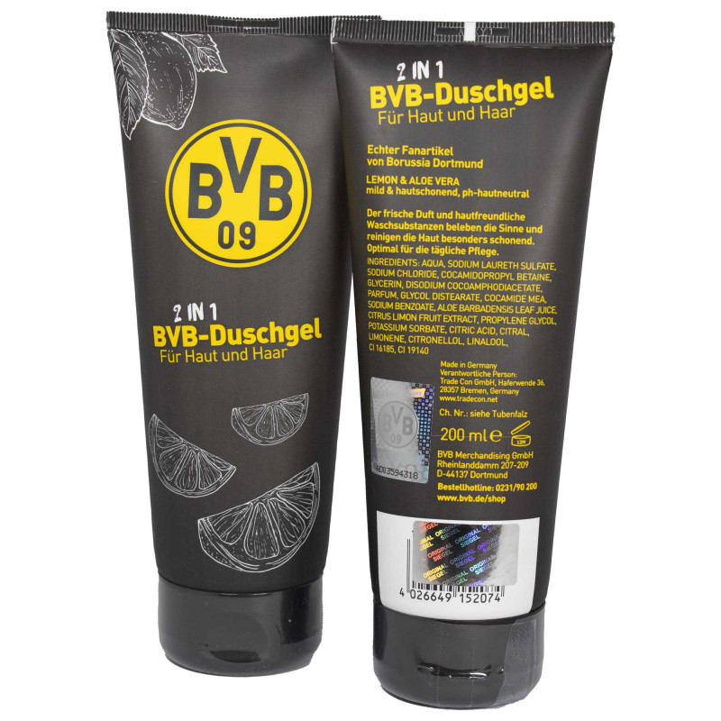 Borussia Dortmund 2in1 Duschgel Lemon/Aloe Vera für Haut und Haar | Hair & Body Showergel BVB 09