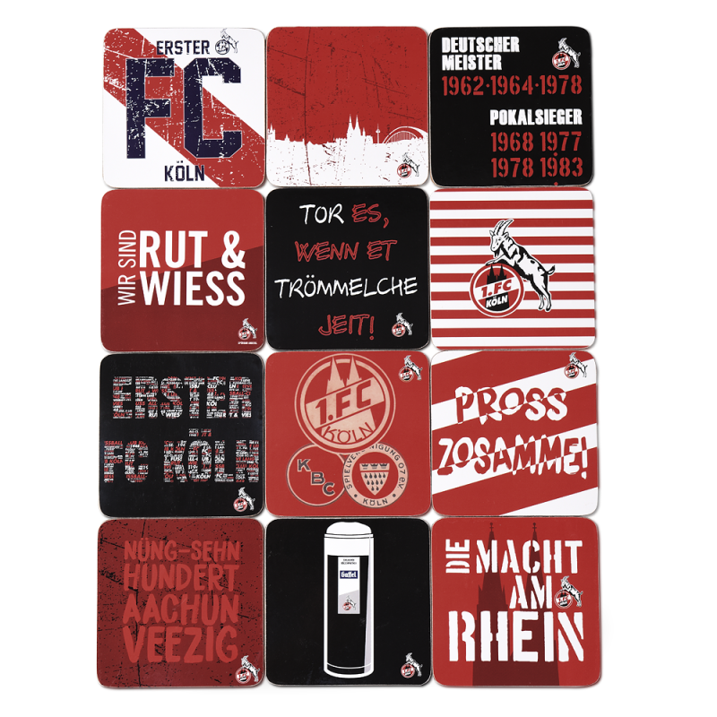 1. FC Köln Korkuntersetzer - Erfolge & Schriftzüge - Untersetzer 12er Set