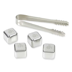1. FC Köln Eiswürfelsteine 4er Set mit Zange Eiswürfel-Set Kühlsteine Edelstahl Eiswürfel