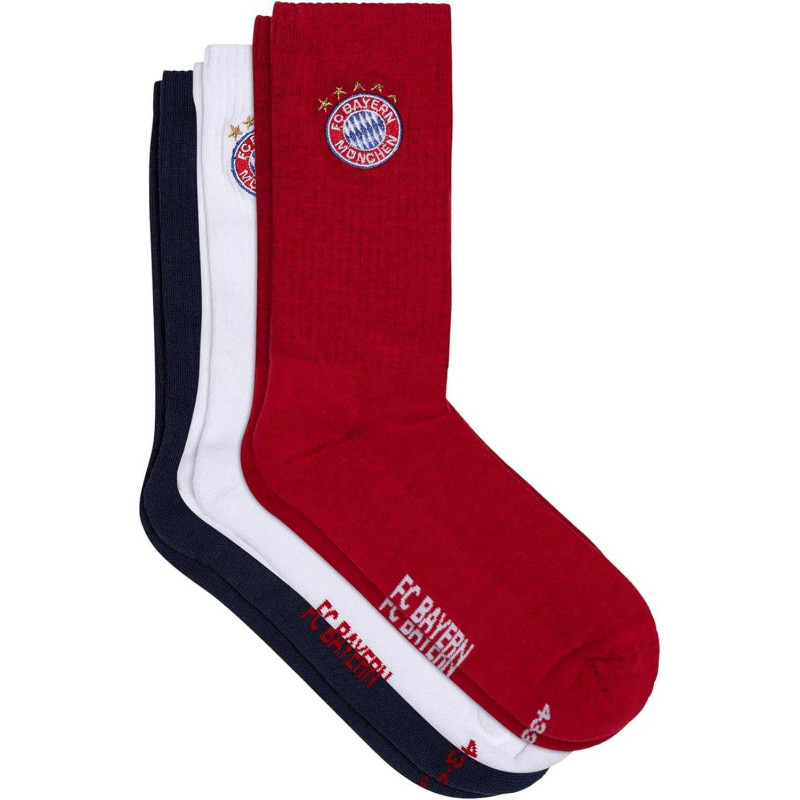 FC Bayern München Crew Socken 3er Set rot-weiß-navy