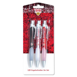 VfB Stuttgart Kugelschreiber 3er-Set schwarz transparent rot Stift Kuli