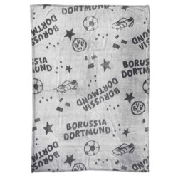 Borussia Dortmund Kinder Fleecedecke grau | 130 x 170 cm | Kuscheldecke | Decke | BVB 09