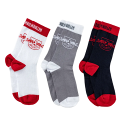 RB Leipzig Socken - Logo - 3er Set schwarz-grau-weiß RBL - diverse Größen