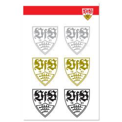 VfB Stuttgart Aufklebebogen - Wappen silber gold schwarz - 6er Set Aufkleber Sticker