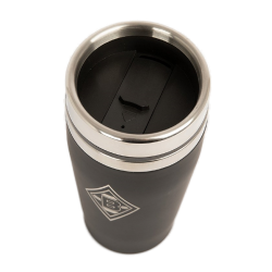 Borussia Mönchengladbach Thermobecher - Raute - schwarz-silber Becher Coffee to go Kaffeebecher BMG