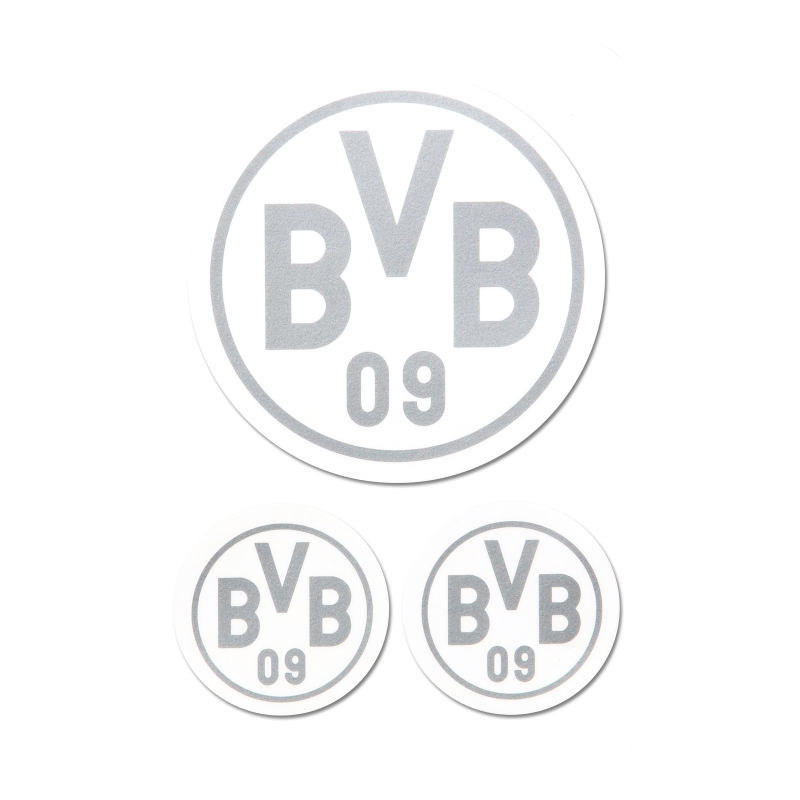 Borussia Dortmund Aufklebekarte mit 3 Einzelstickern - 3er-Set Logo silber - Aufkleber | Sticker | Autoaufkleber | BVB 09