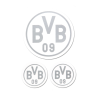 Borussia Dortmund Aufklebekarte mit 3 Einzelstickern - 3er-Set Logo silber - Aufkleber | Sticker | Autoaufkleber | BVB 09