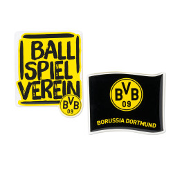 Borussia Dortmund - 3D Doming - Aufkleber 2er-Set Sticker Autoaufkleber BVB 09