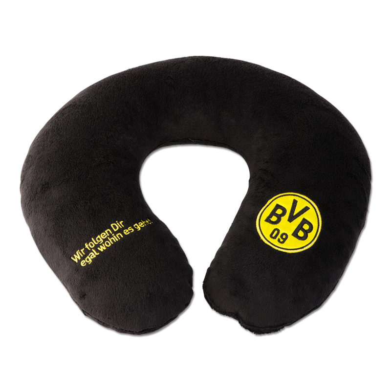 Borussia Dortmund Nackenkissen schwarz Kissen, Reisekissen BVB 09