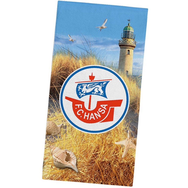 F.C. Hansa Rostock Velourstuch - Warnemünde -  70 x 140 cm | Strandtuch | Badetuch | Duschtuch | FCH
