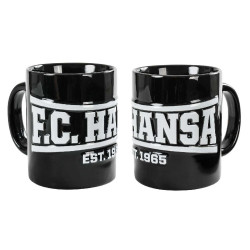F.C. Hansa Rostock Tasse - Relief Est. 1965 - Kaffeetasse schwarz Becher