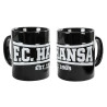 F.C. Hansa Rostock Tasse - Relief Est. 1965 - Kaffeetasse schwarz Becher