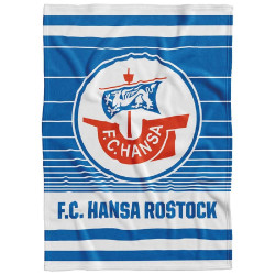 F.C. Hansa Rostock Veloursdecke - Logo -  gestreift Decke 150 x 200 cm Kuscheldecke