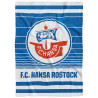 F.C. Hansa Rostock Veloursdecke - Logo -  gestreift Decke 150 x 200 cm Kuscheldecke