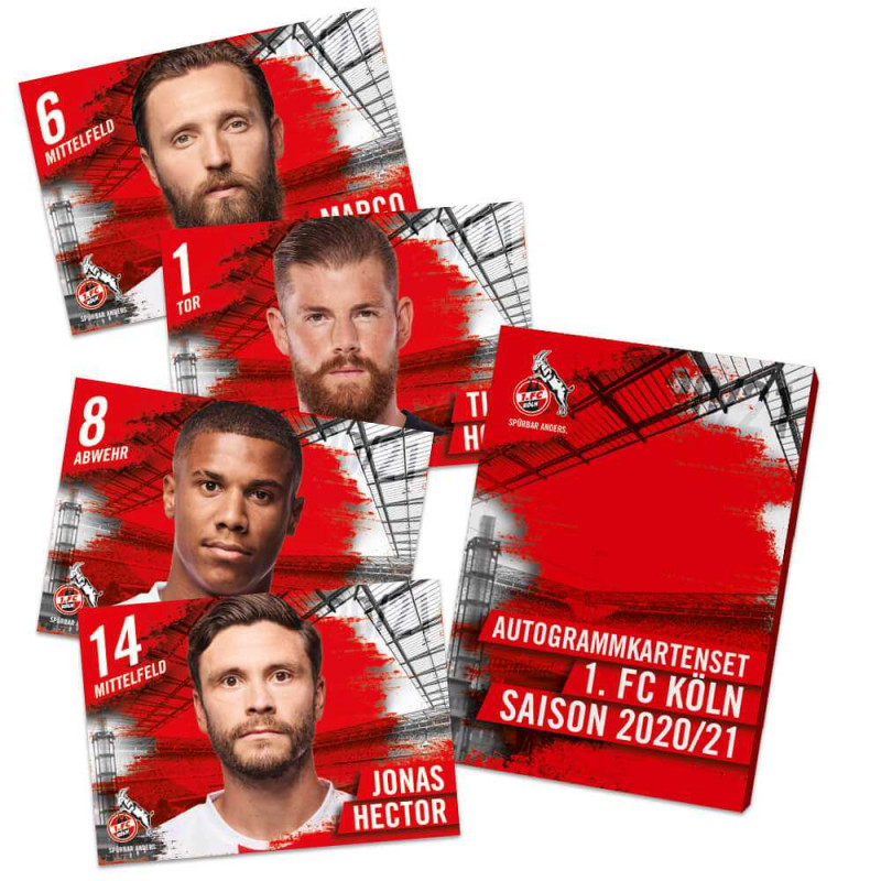 1. FC Köln Autogrammkarten Team 2020/21 Sammelkarten unsigniert Autographs card