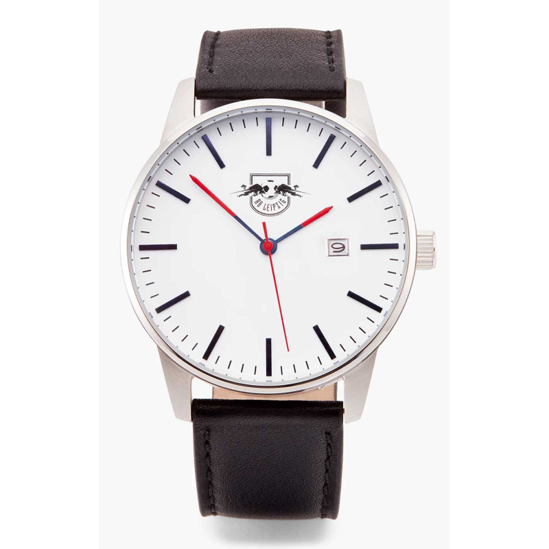 RB Leipzig Uhr - Classic - Edelstahl Armbanduhr mit Lederarmband RBL