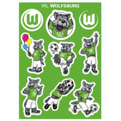 VfL Wolfsburg Aufkleberkarte - Maskottchen - 9er-Set | Sticker | Aufkleber