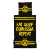 Borussia Dortmund Bettwäsche - Eat. Sleep. Borussia. Repeat - 2-teilig (Kissen & Decke) BVB 09