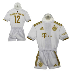 FC Bayern München Autotrikot 2022/23 Weiß Mini Kit  Away Auto Trikot mit Saugnapf FCB