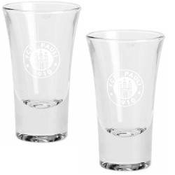FC St. Pauli Schnapsglas 2er-Set - Logo weiß - Glas shot glases