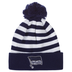 Hertha BSC Berlin Bommelmütze - Streifen - navy-weiß | Mütze mit Bommel | Strickmütze | HBSCB