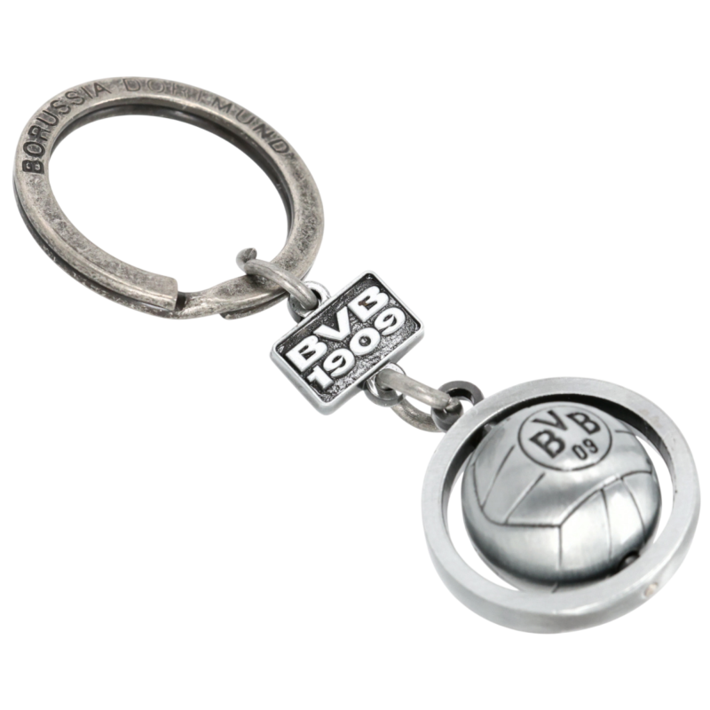 Borussia Dortmund Schlüsselanhänger - 3D Ball - Anhänger | Retroball | Metall | BVB
