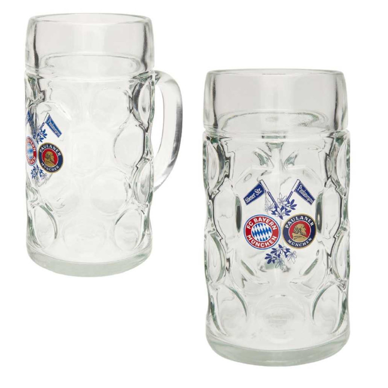 FC Bayern München Maßkrug - Logo - Glas 1 Liter Bierkrug Krug FCB