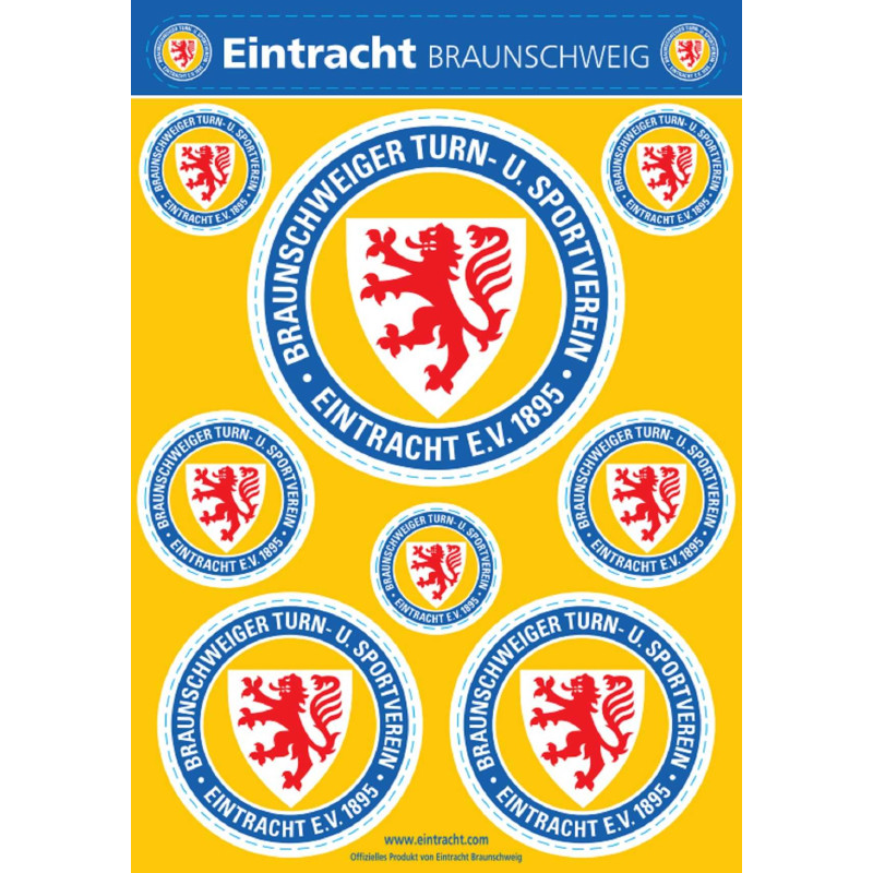Eintracht Braunschweig Aufkleberbogen A5 - Logo - 9er Set Aufkleber Sticker BTSV