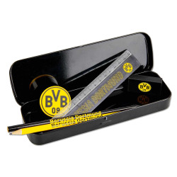 Borussia Dortmund Schreibset schwarz 6-teilig mit Metallbox | Schulset BVB 09